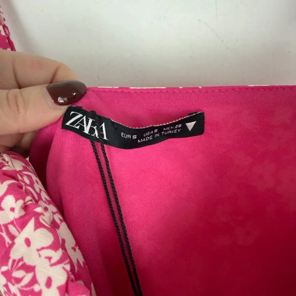 NWT Zara Floral Printed Corset Bodysuit Spaghetti Straps Pink Size Small S NEW - Picture 6 of 14